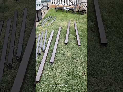 SUNJOY Outdoor Patio 9.5x11 Modern Tan Metal Arched Pergola Kit with Adjustable Canopy