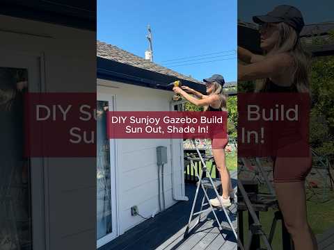 SUNJOY Merriam Wall Mounted Gazebo, Black Aluminum & Metal Frame Lean to Gazebo with Curtains and Netting