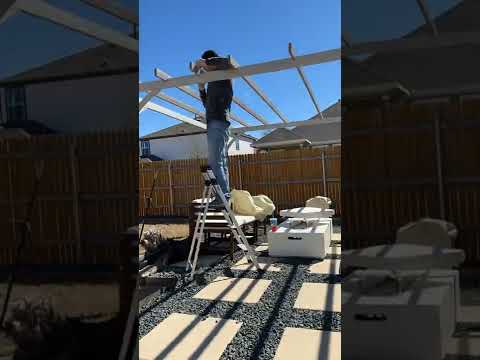 SUNJOY Outdoor Patio 12x14 Modern Metal Pergola Kit with Light Grey Adjustable Canopy