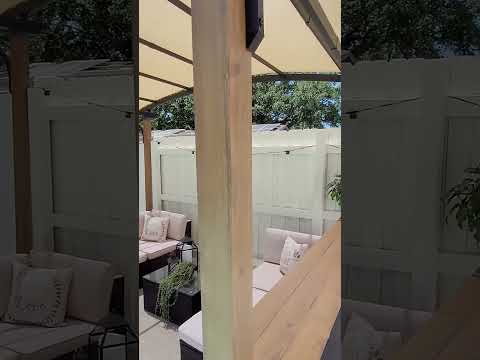 SUNJOY Outdoor Patio 9x13 Modern Tan Metal Arched Pergola Kit with Bar Shelf