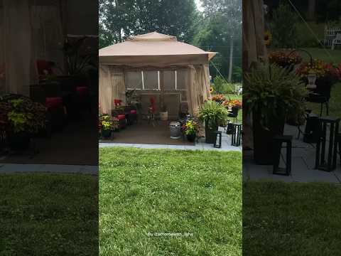 SUNJOY 11x11 Pop Up Gazebo, Outdoor Patio Steel Gazebo, 2-Tier Backyard Portable Gazebo with Netting