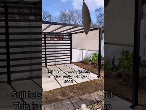 SUNJOY 10x12 Steel Pergola Kit with White Adjustable Canopy.
