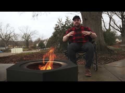 SUNJOY Smokeless Patio Fire Pit, Hexagon Firepit, Outdoor Wood Burning Portable Fire Pit w/ PVC Cover and Fire Poker