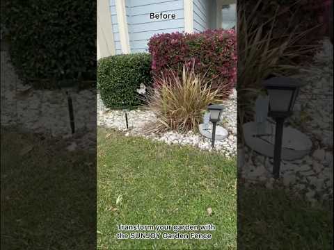 SUNJOY Garden Fences, Lattice Metal Garden Fencing with Solar Lights (5-pack) - Brown