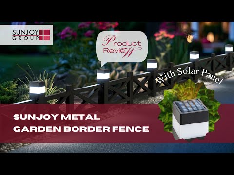 SUNJOY Garden Fences, Lattice Metal Garden Fencing with Solar Lights (5-pack) - Brown