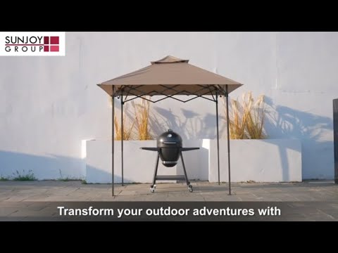 SUNJOY 5x8 Pop up Grill Gazebo with Magnetic LED Light and Carrying Bag
