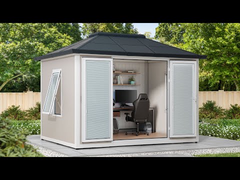 SUNJOY SHED 10x12.6 Backyard Office Shed with Floors, Windows, and Lockable Doors.