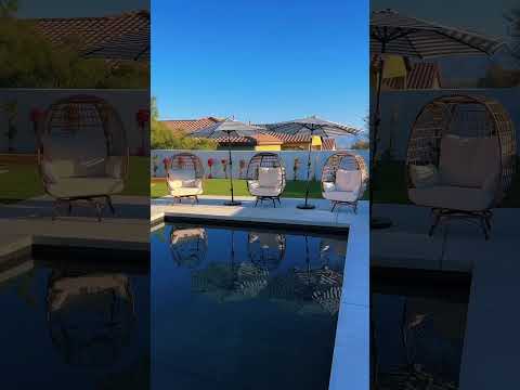 SUNJOY Metal Frame Swivel Egg Cuddle Chair with Cushions