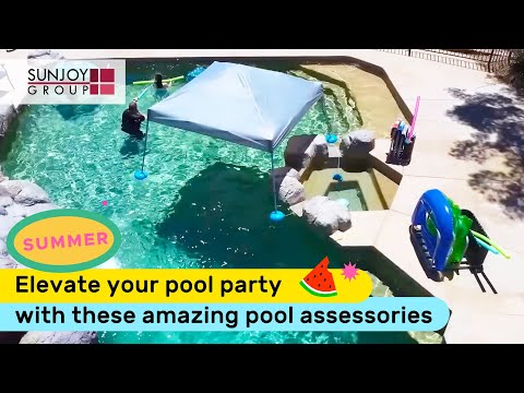 SUNJOY 36x24 Inch Wicker Floating Pool Tray for Drinks and Snacks.