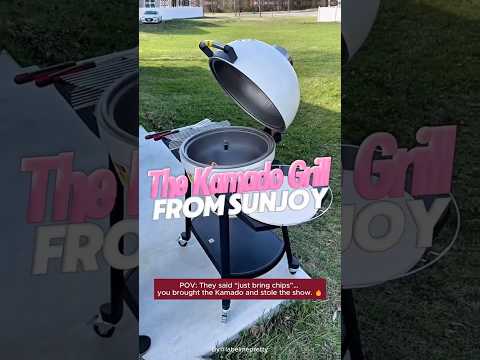 SUNJOY 20 Inch Charcoal Grill, Egg-shaped Outdoor Grill with Pizza Stone, Ultimate BBQ Grill and Smoker with Wheels - White