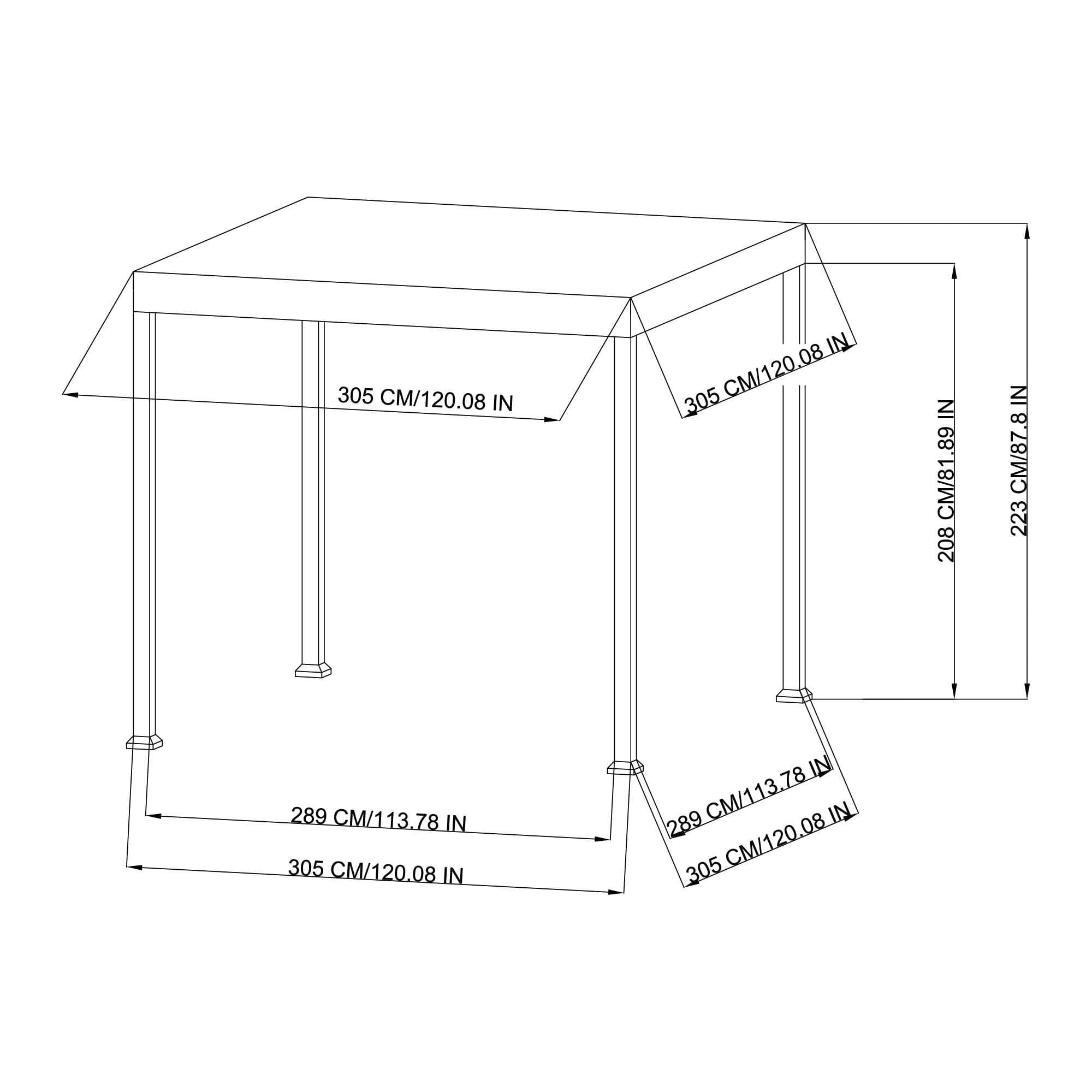 SUNJOY Outdoor Patio 10x10 White Steel Flat Backyard Soft Top Gazebo with Ceiling Hook