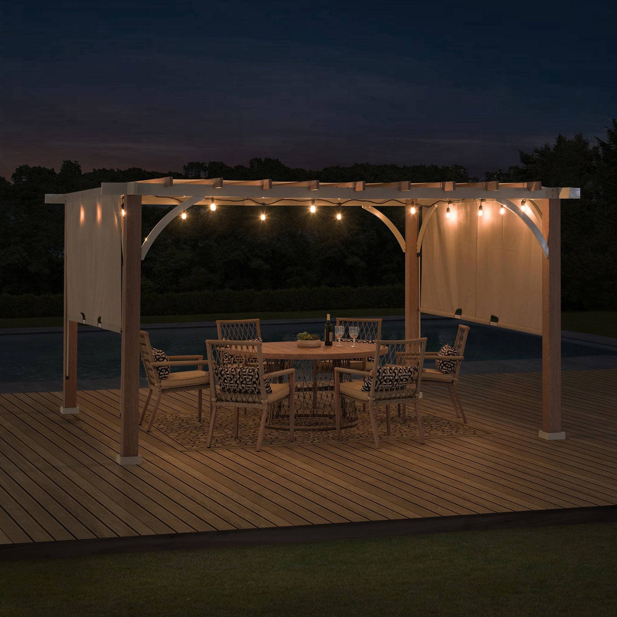 SUNJOY Outdoor Patio 12x14 Modern Metal Pergola Kit with Light Grey Adjustable Canopy
