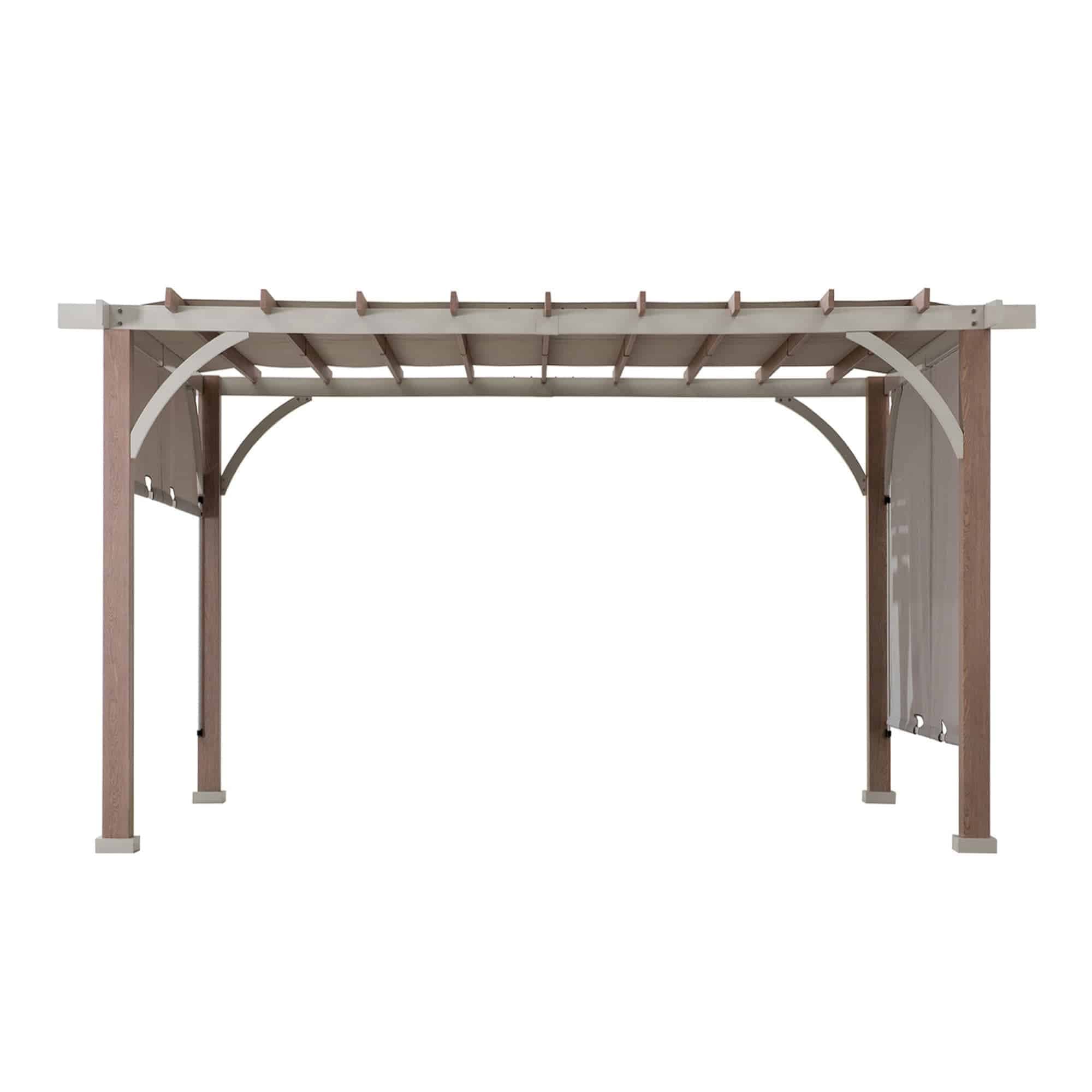 SUNJOY Outdoor Patio 12x14 Modern Metal Pergola Kit with Light Grey Adjustable Canopy
