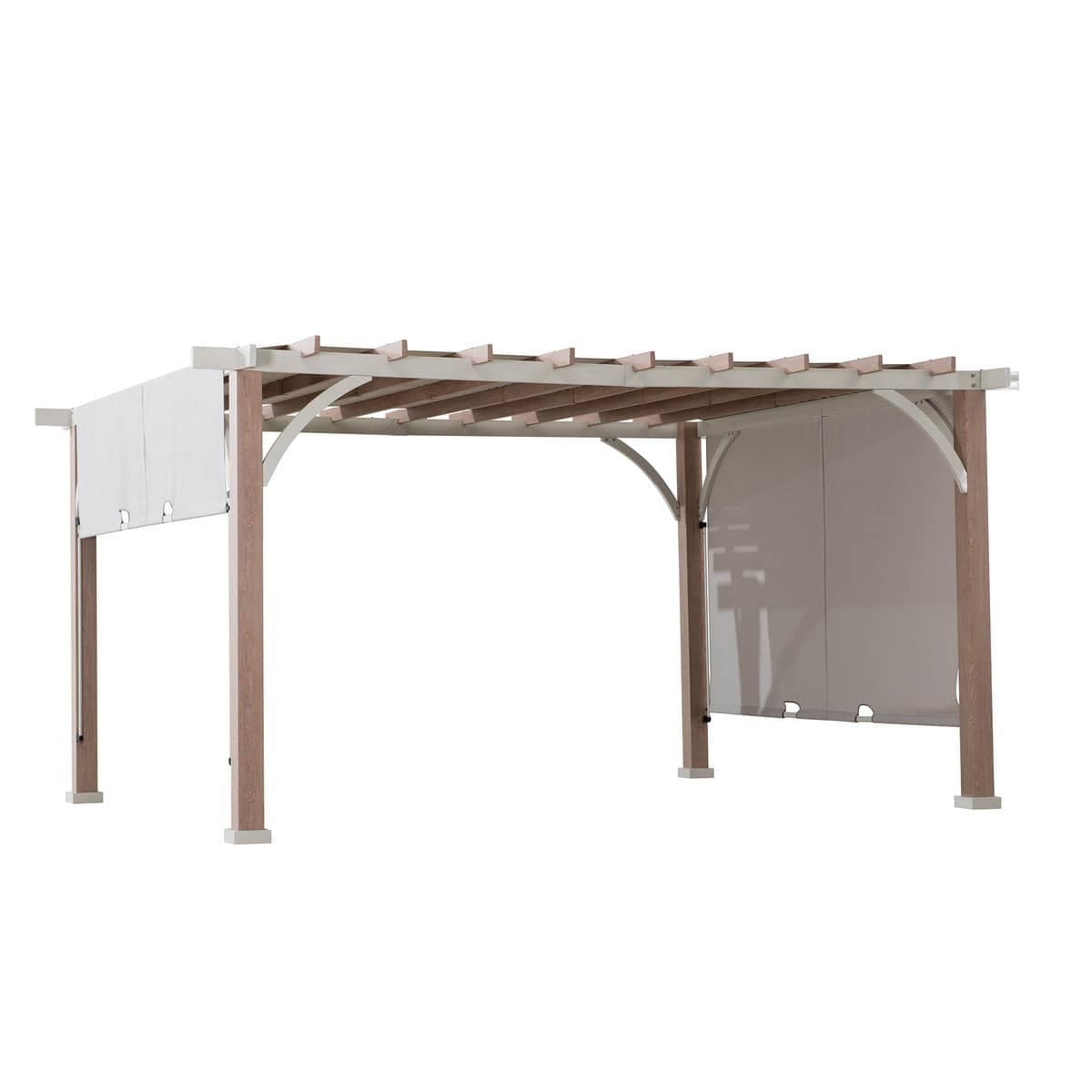 SUNJOY Outdoor Patio 12x14 Modern Metal Pergola Kit with Light Grey Adjustable Canopy