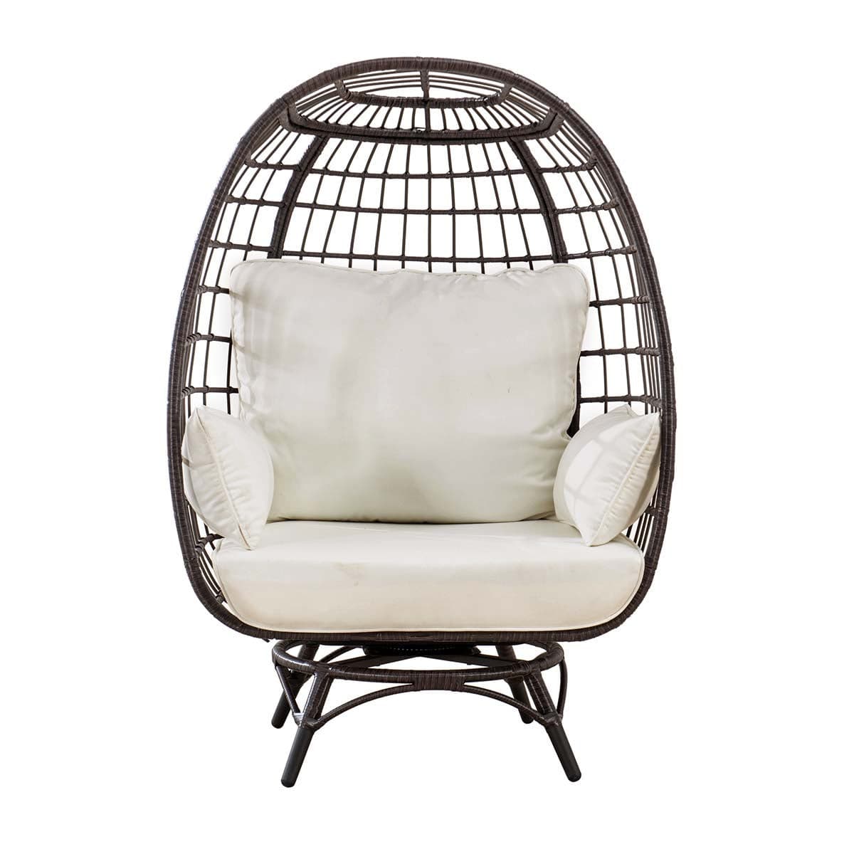 SUNJOY Metal Frame Swivel Egg Cuddle Chair with Cushions