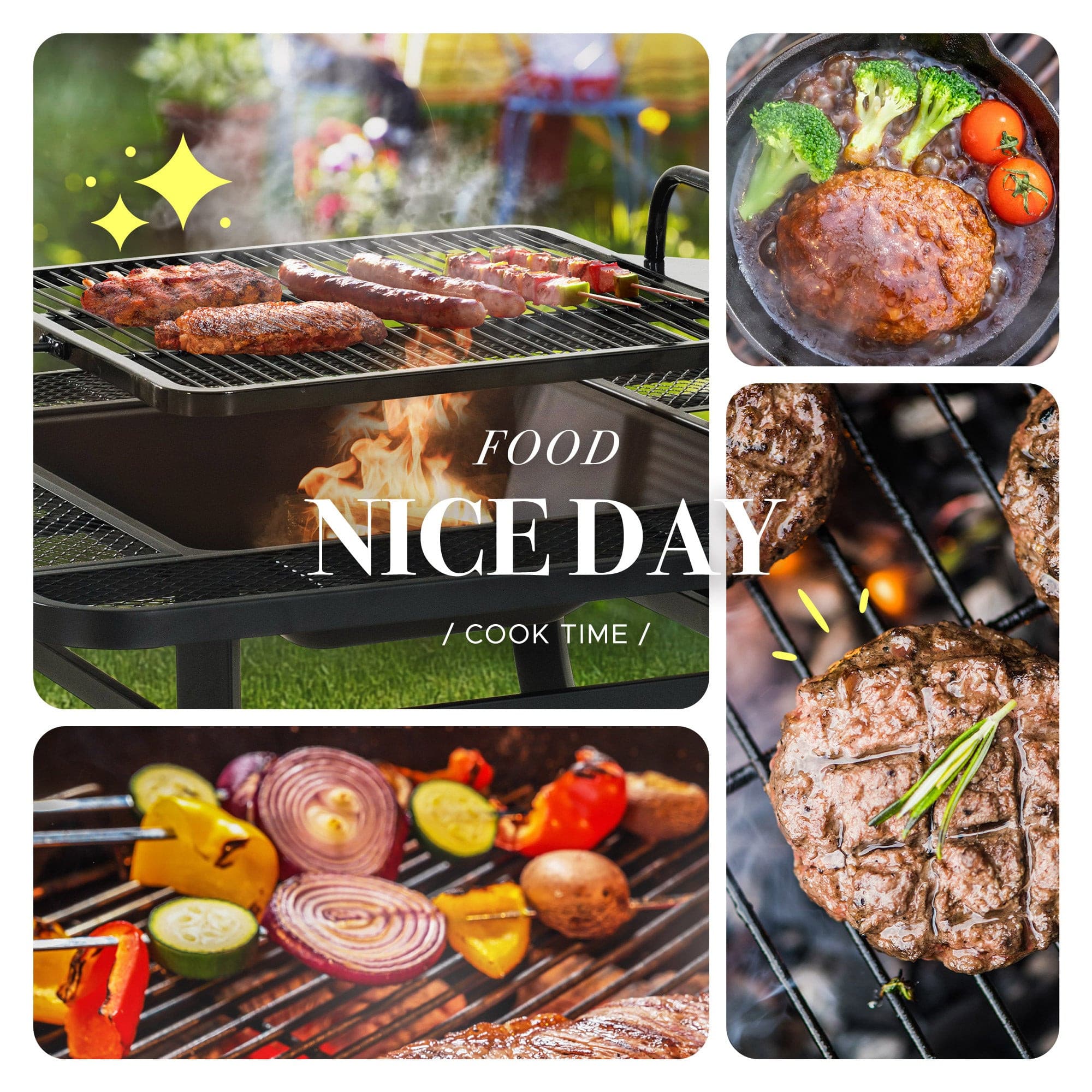 SUNJOY 38 Inch Outdoor Fire Pit Black Steel Patio Fire Pit Large Wood Burning Fire Pit with Adjustable Grill and Fire Poker