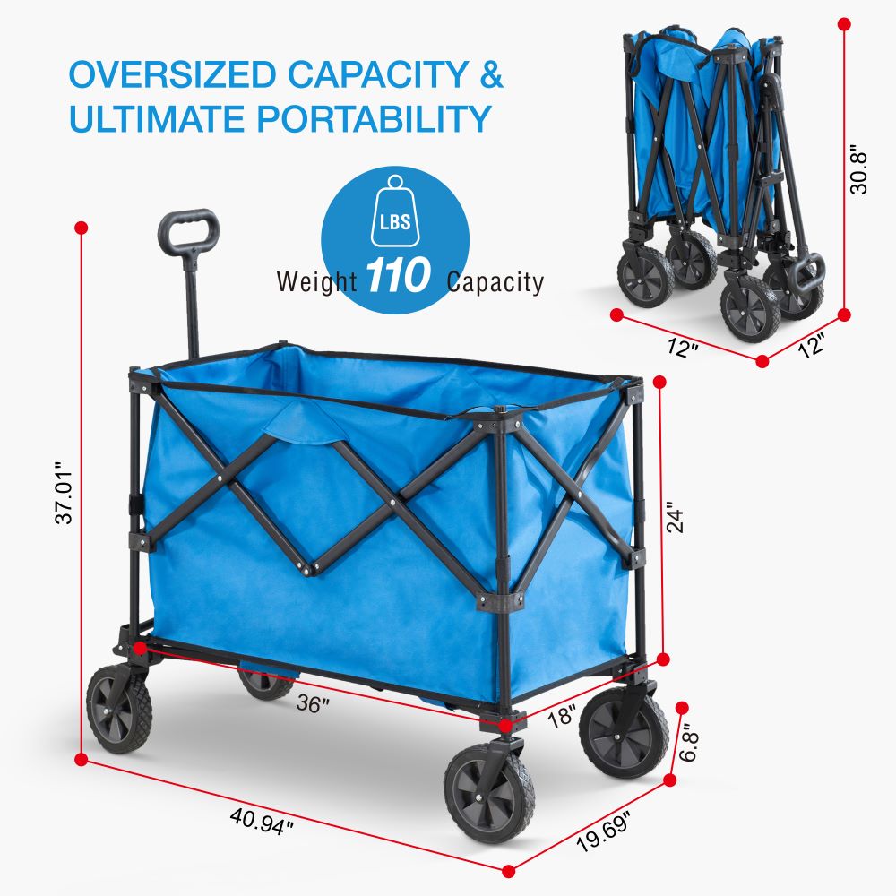 SUNJOY Collapsible Folding Wagon Cart with 255L Oversized Capacity and Big Wheels