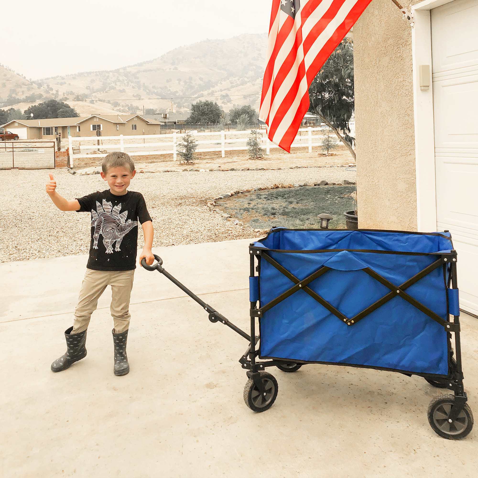 SUNJOY Collapsible Folding Wagon Cart with 255L Oversized Capacity and Big Wheels