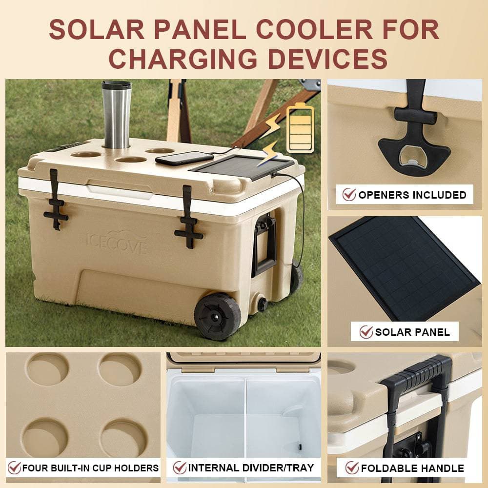 SUNJOY 60-Quart Best Large Beach Ice Cooler with Wheels and Handle