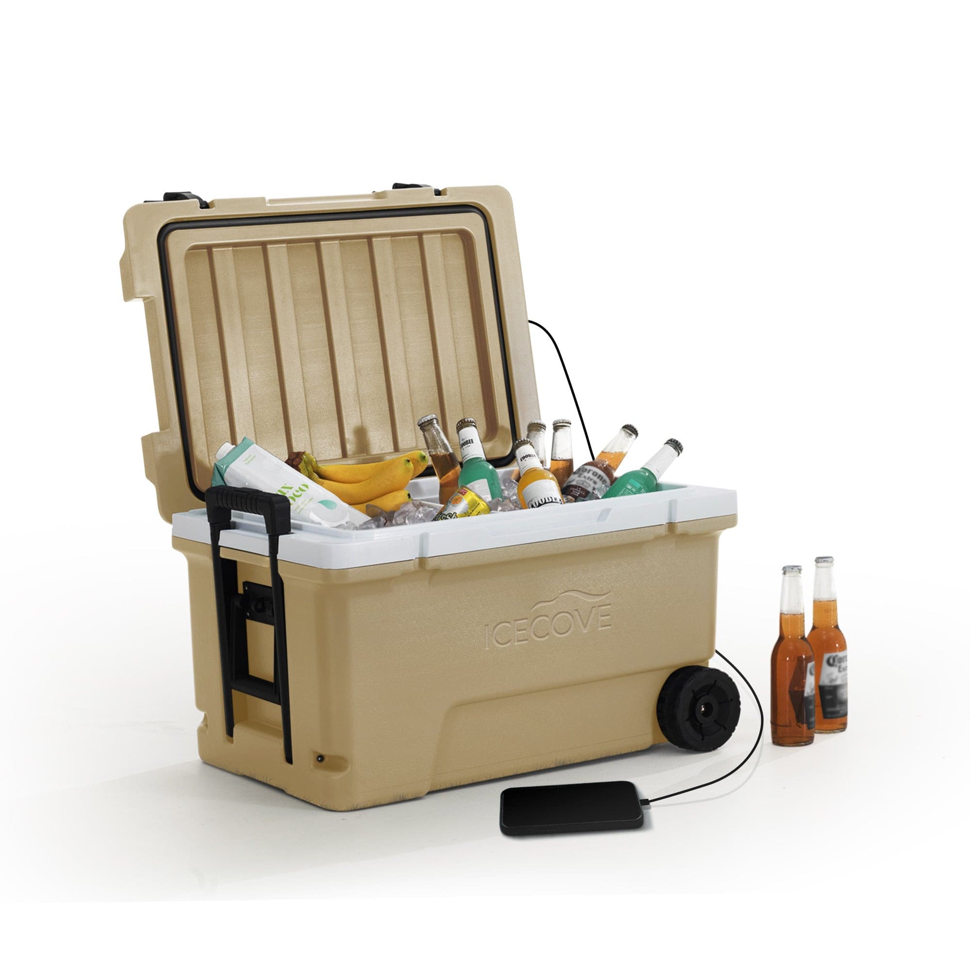 SUNJOY 60-Quart Best Large Beach Ice Cooler with Wheels and Handle