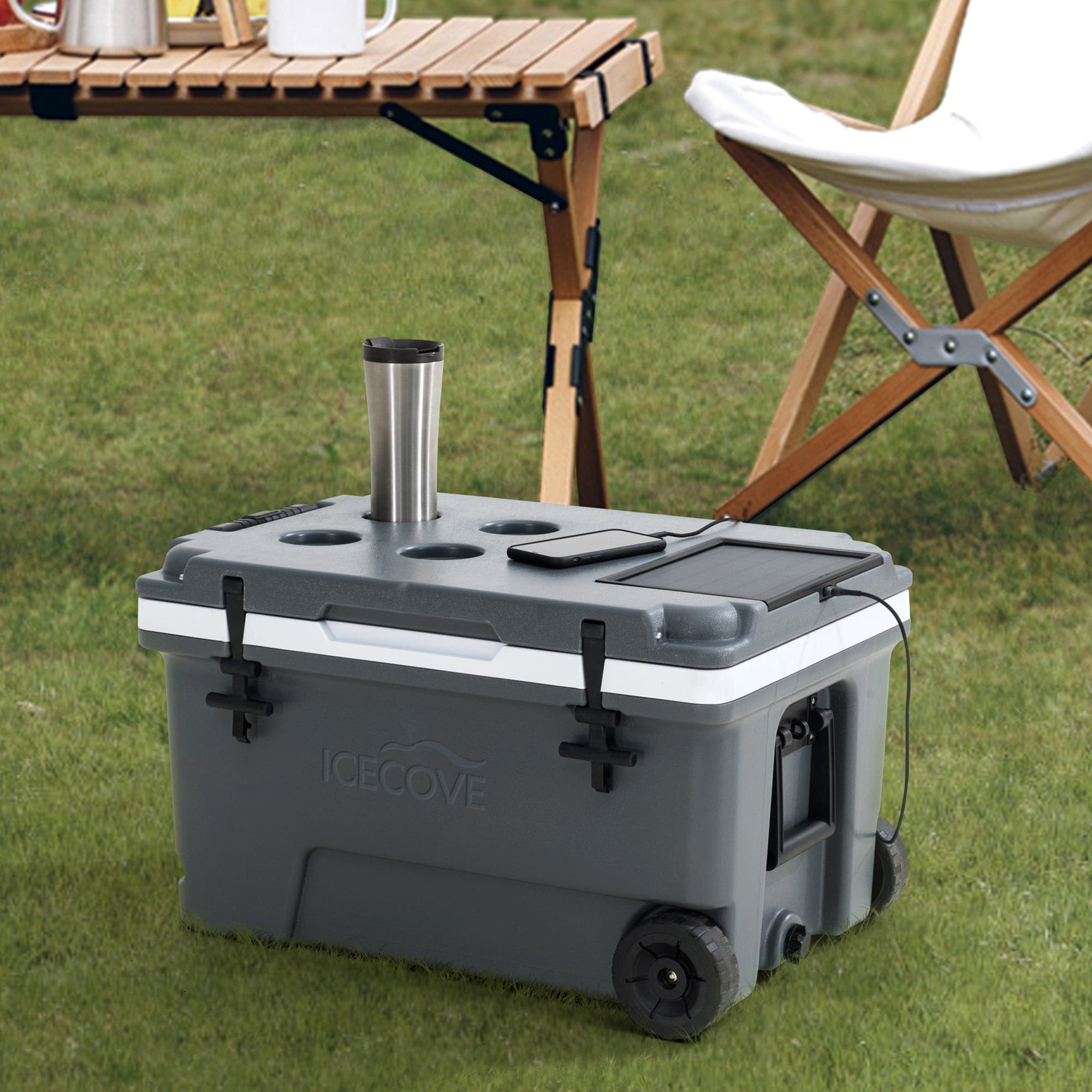 SUNJOY 60-Quart Best Large Beach Ice Cooler with Wheels and Handle