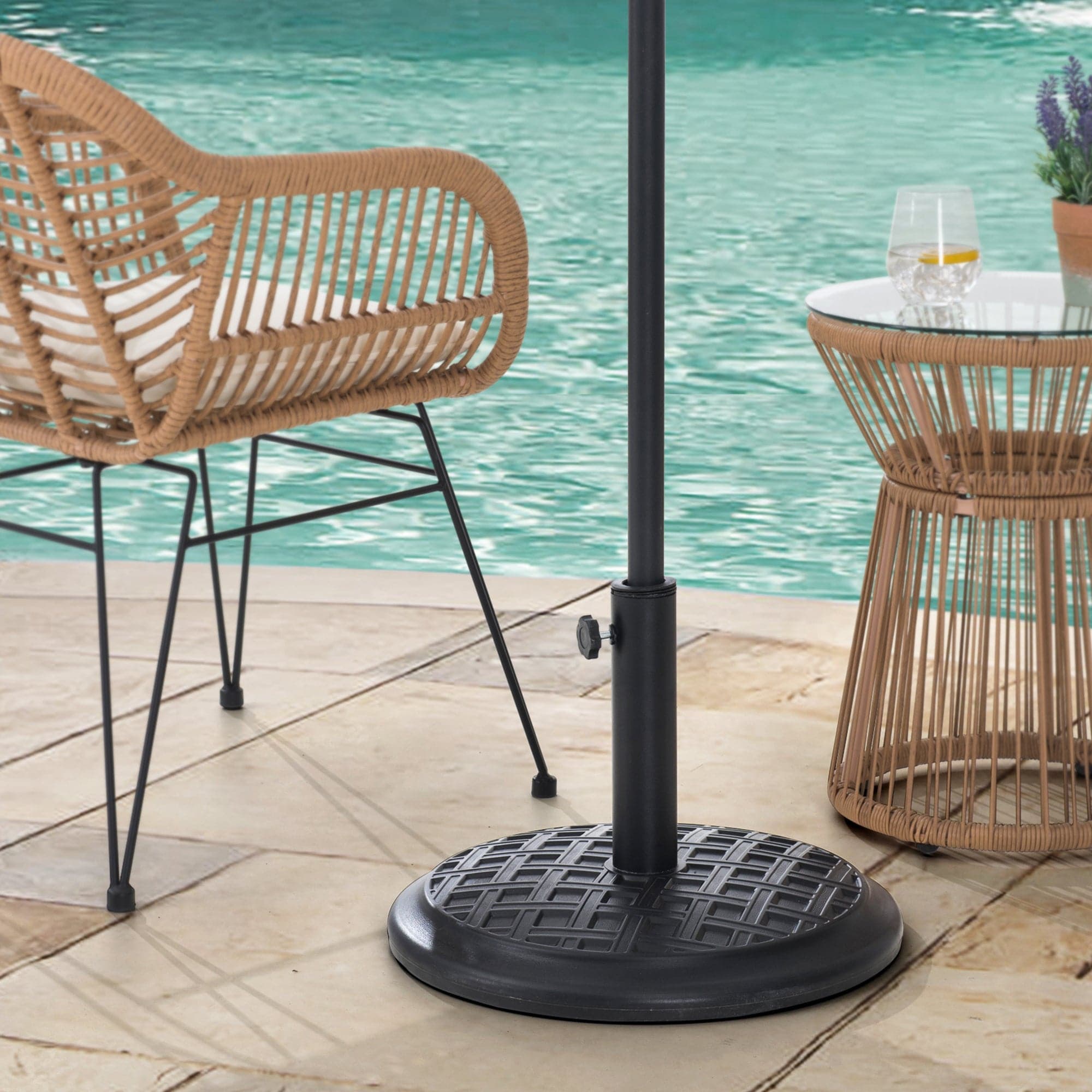 SUNJOY Universal 33 lb. Black Heavy Duty Cement Filled Patio Umbrella Base