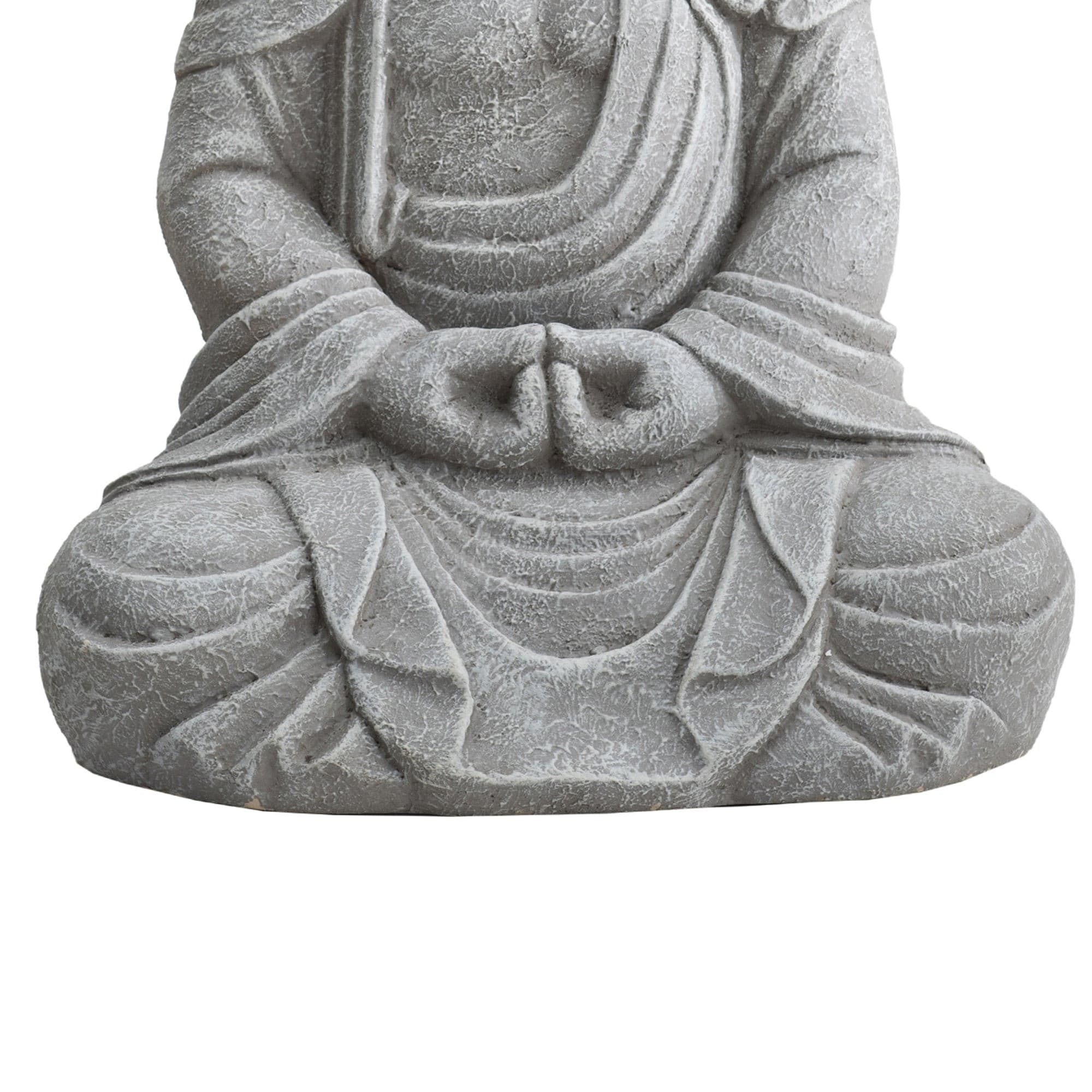 SUNJOY Buddha Statue 20 in. Large Sized Buddha Garden Statue Gray Decorative Outdoor Buddha Statue