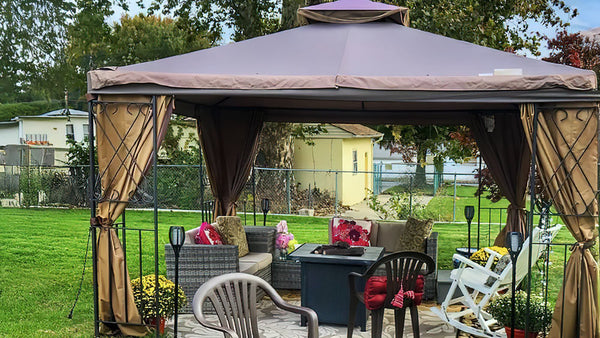 Soft Top Gazebo with Fire Pit Table