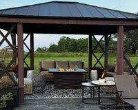 Hardtop Gazebo Outdoor Black Steel Roof 