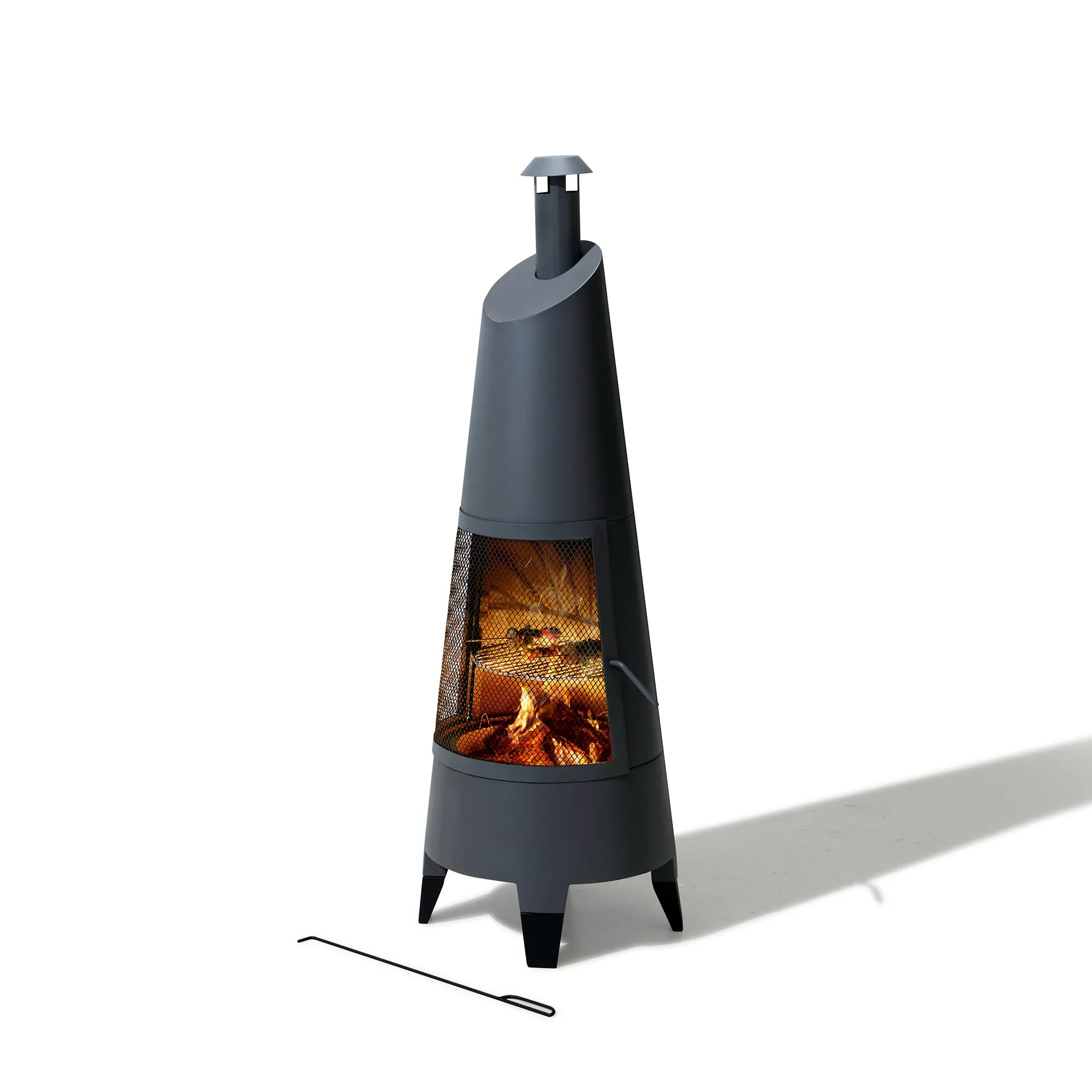 Alpine 2-in-1 Chiminea Fire Pit & Grill 57" - Gray
