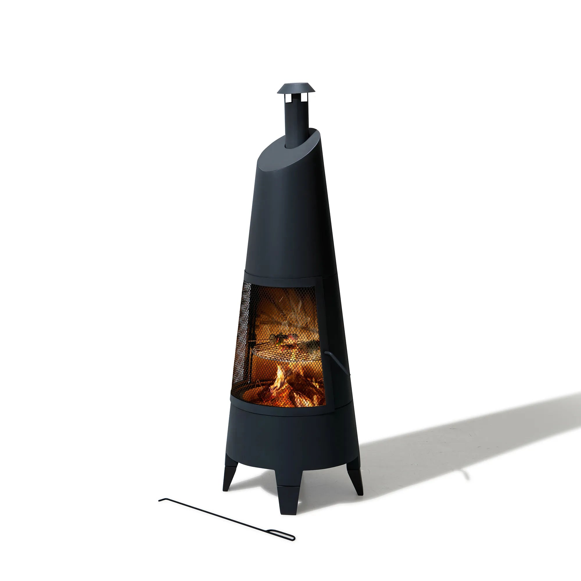 Alpine 2-in-1 Chiminea Fire Pit & Grill 57" - Black