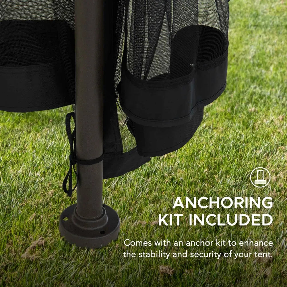 SUNJOY 9x9 Soft Top Garden Gazebo with Mosquito Netting -  Light Gray & Black