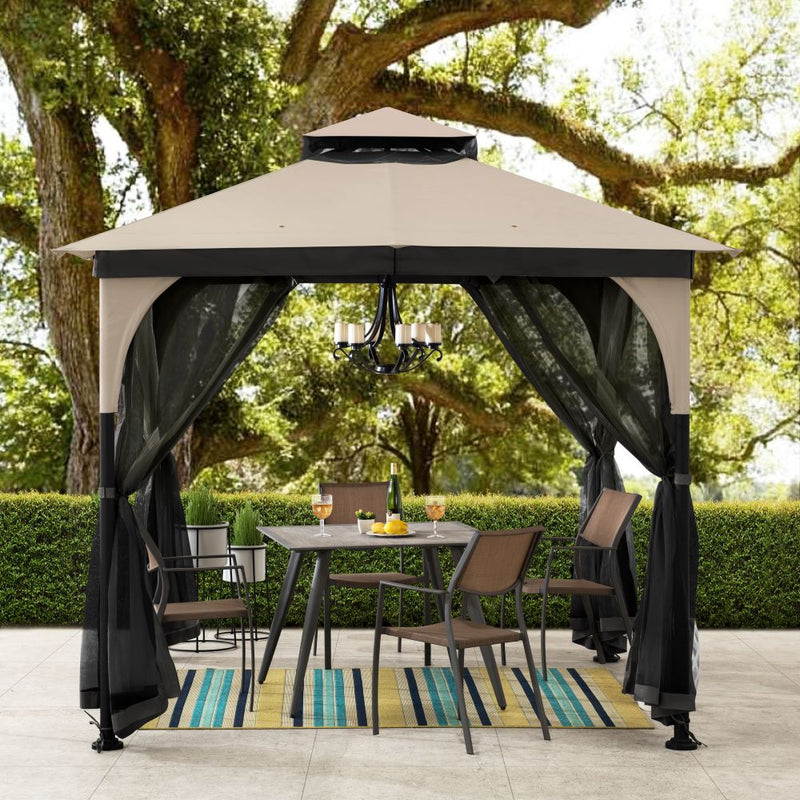 9x9 Steel Frame Gazebo with Soft Top & Netting – SUNJOY