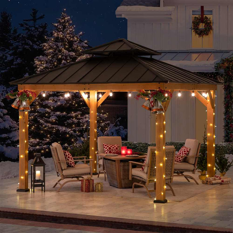 Sunjoy Wood Gazebo | Gazebos for Backyard | 11x11 Gazebo