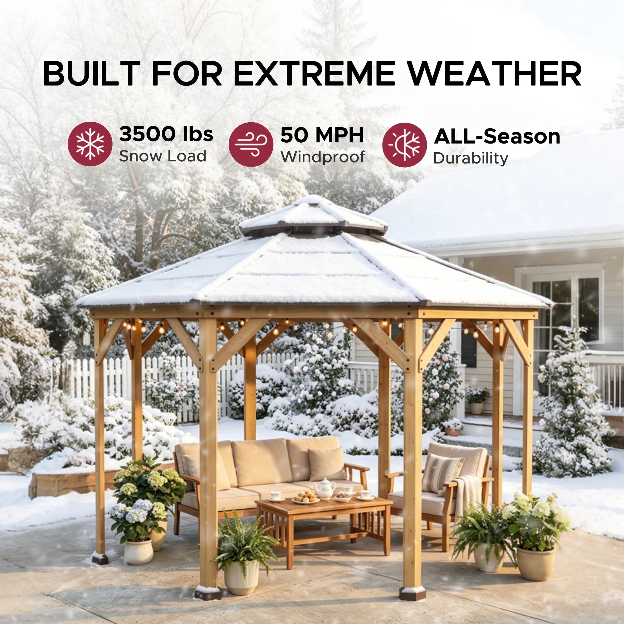 SUNJOY 13x13 Octagon Wood Patio Gazebo with Ceiling Hook