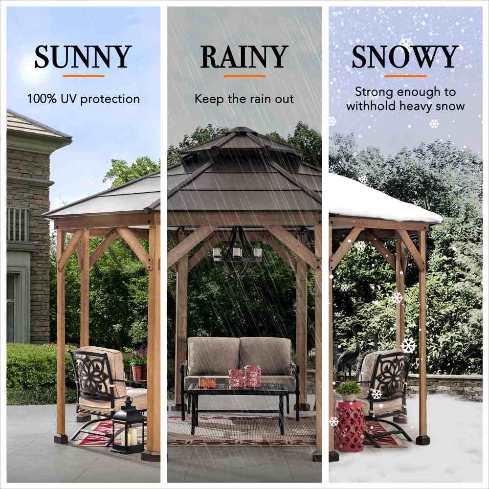 13x13 Outdoor Octagon Wooden Gazebo Kit | SUNJOY Canada