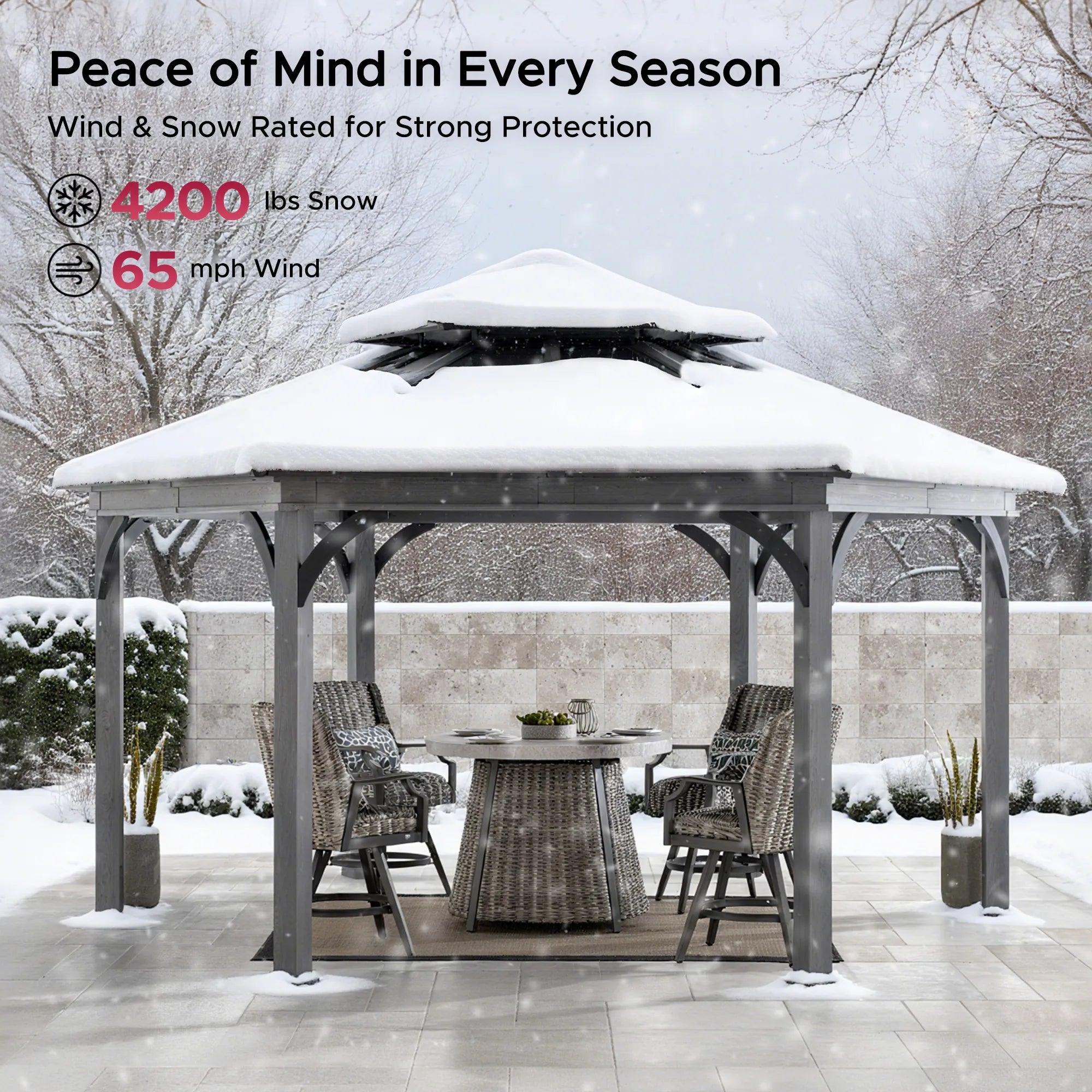 SUNJOY Ashland Hexagon Gazebo | 15x18 Outdoor Hardtop Gazebo