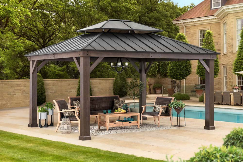 Sunjoy 13x15 ft. Hardtop Gazebo | Aluminum Hardtop Patio Gazebo