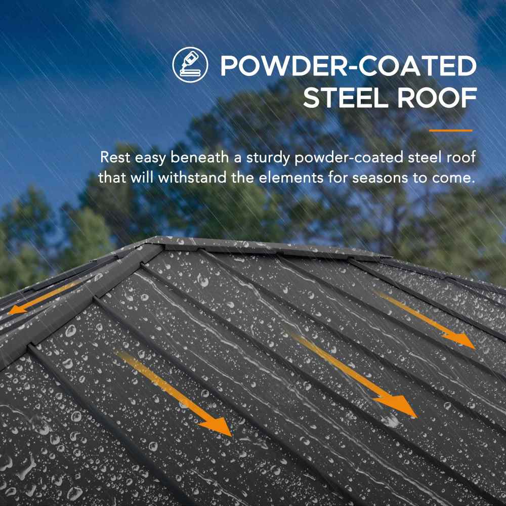 SUNJOY Outdoor Patio 12x14 Solar Powered Backyard Hardtop Wooden Gazebo with LED Light and Bluetooth Sound 