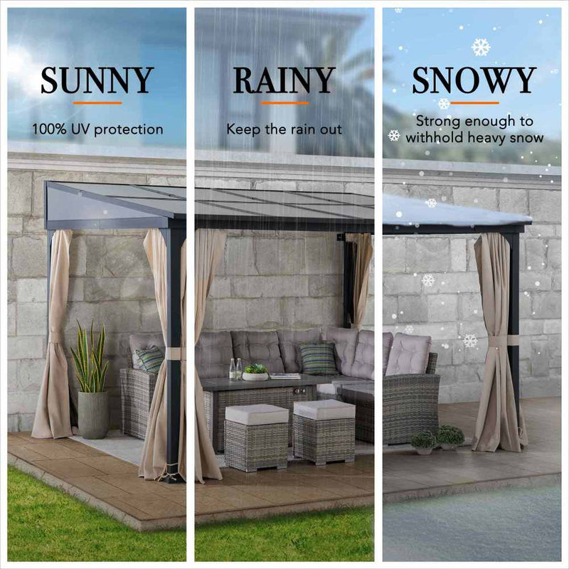 Sunjoy 10x 12 Mounted Gazebo| Lean to Pavilion |10x 12 Lean to Gazebo