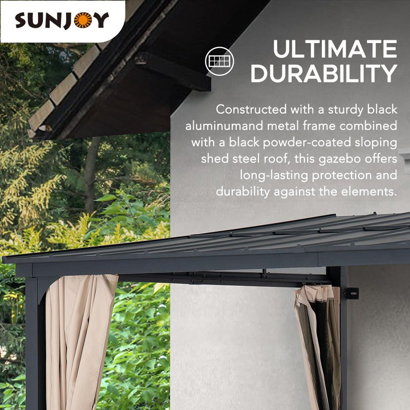 Sunjoy 10x 12 Mounted Gazebo| Lean to Pavilion |10x 12 Lean to Gazebo