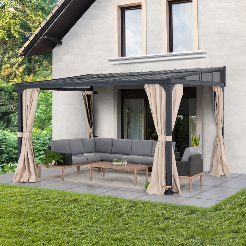 Sunjoy 10x 12 Mounted Gazebo| Lean to Pavilion |10x 12 Lean to Gazebo