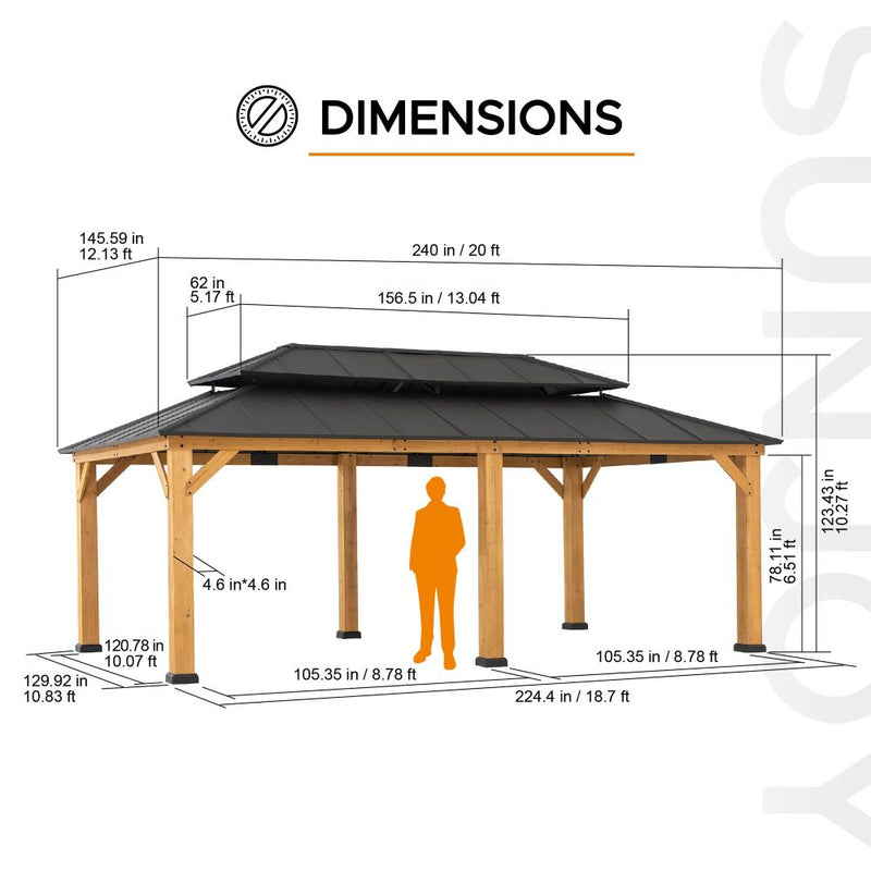 Sunjoy Hardtop Gazebo | 12x20 Hardtop Gazebo | Metal Hardtop Gazebo