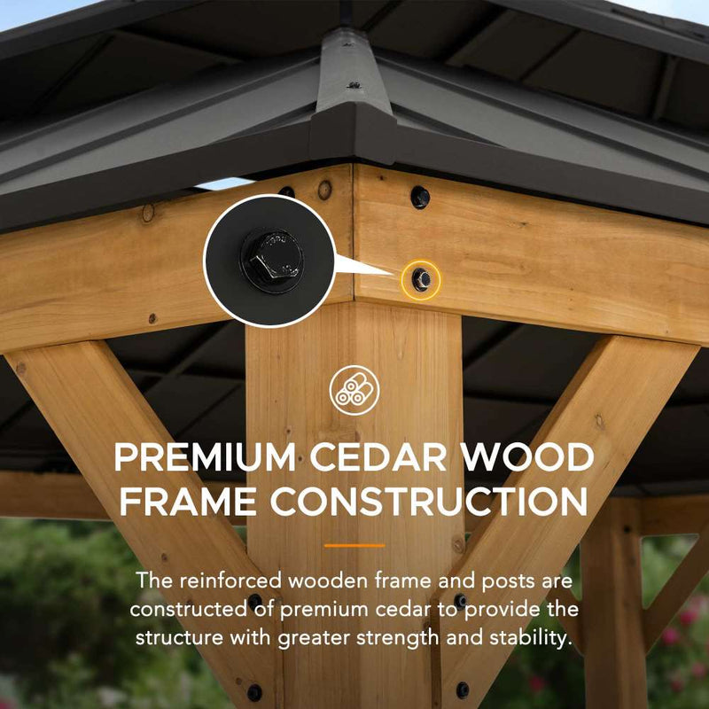 Sunjoy Outdoor Gazebo | Steel Roof Gazebo | 12x16 Hardtop Gazebo