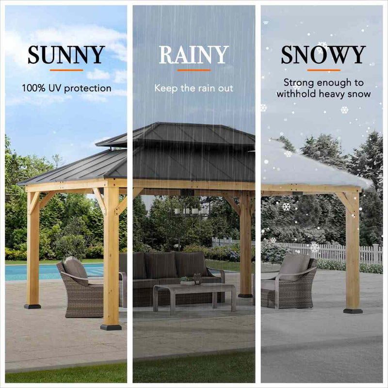 Sunjoy Outdoor Gazebo | Steel Roof Gazebo | 12x16 Hardtop Gazebo