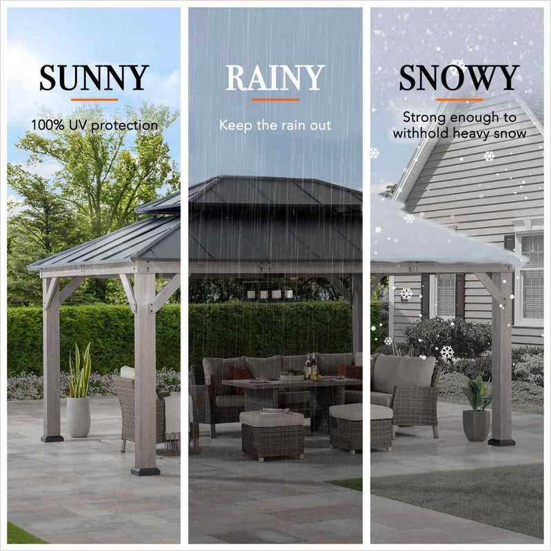 Sunjoy Outdoor Gazebo | Steel Roof Gazebo | 12x16 Hardtop Gazebo