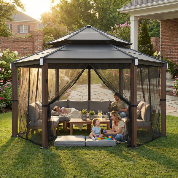 SUNJOY 15x15 Hexagon Hardtop Gazebo