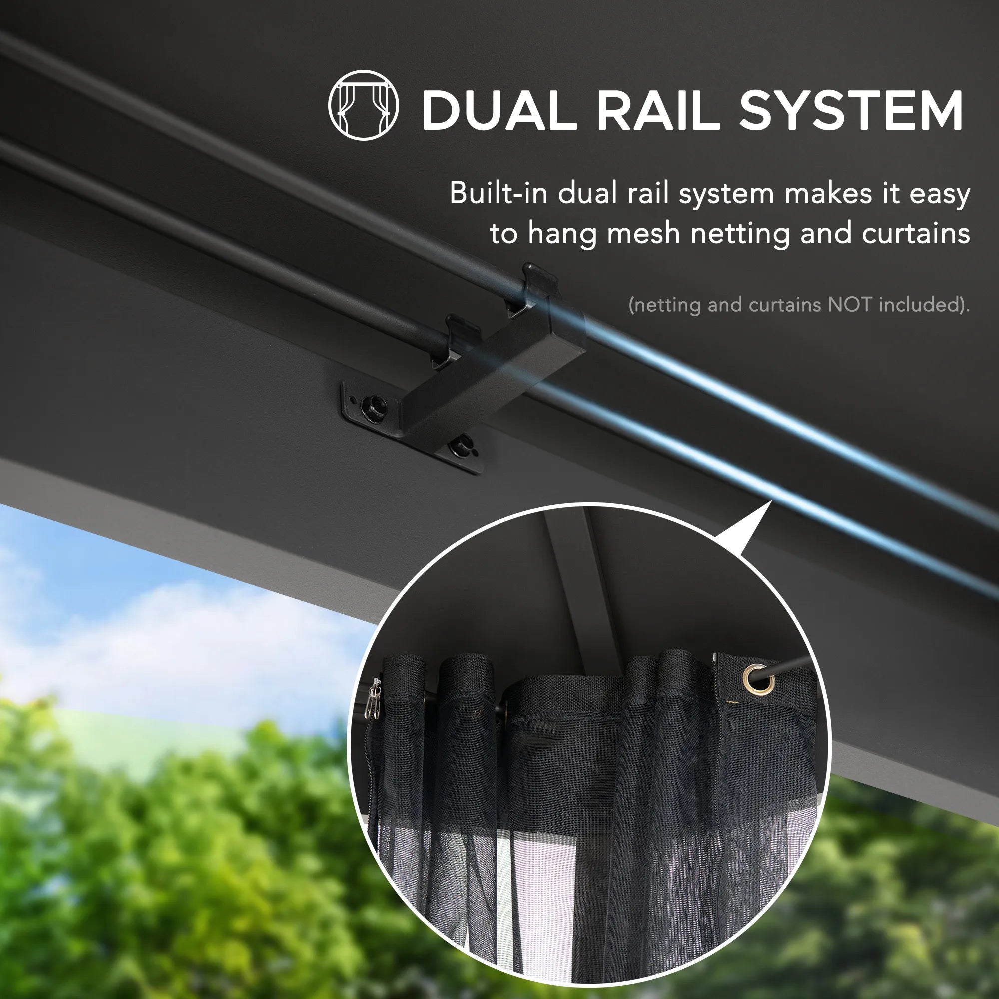 SUNJOY 13x15 Hexagon Steel Roof Hardtop Gazebo with 6 Solar Lights and Woodgrain Aluminum Posts 