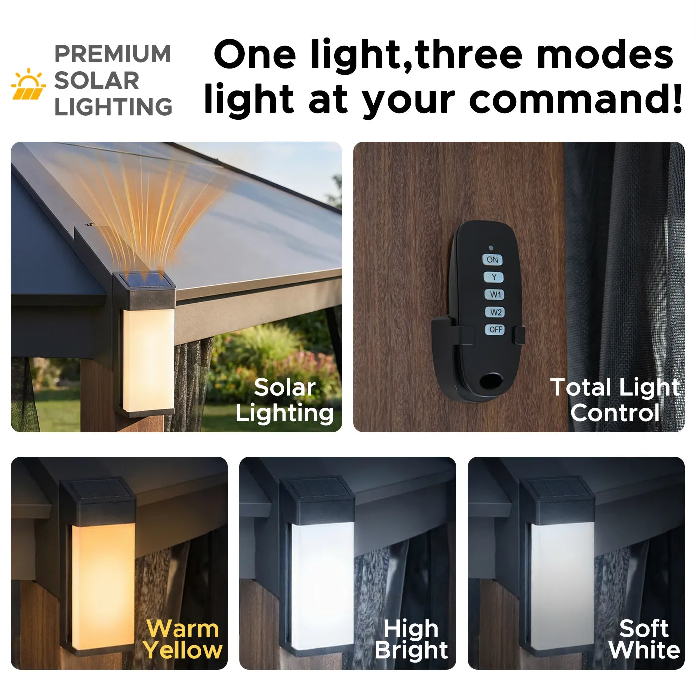 SUNJOY 13x15 Hexagon Steel Roof Hardtop Gazebo with 6 Solar Lights and Woodgrain Aluminum Posts 
