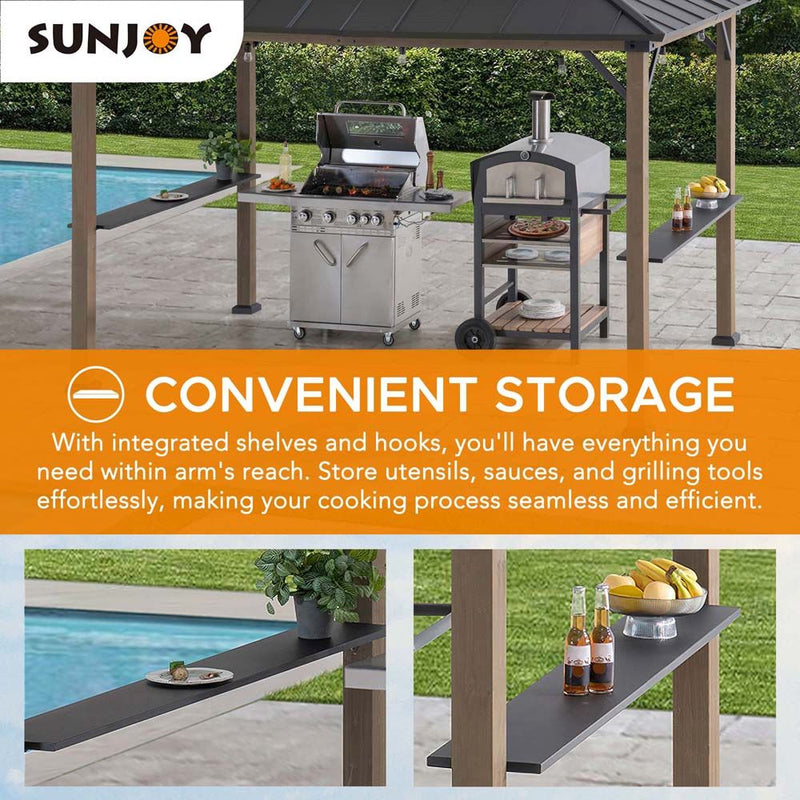 Sunjoy Outdoor Grill Gazebo | 8 x 12 Gazebo | Solar Powered Gazebo